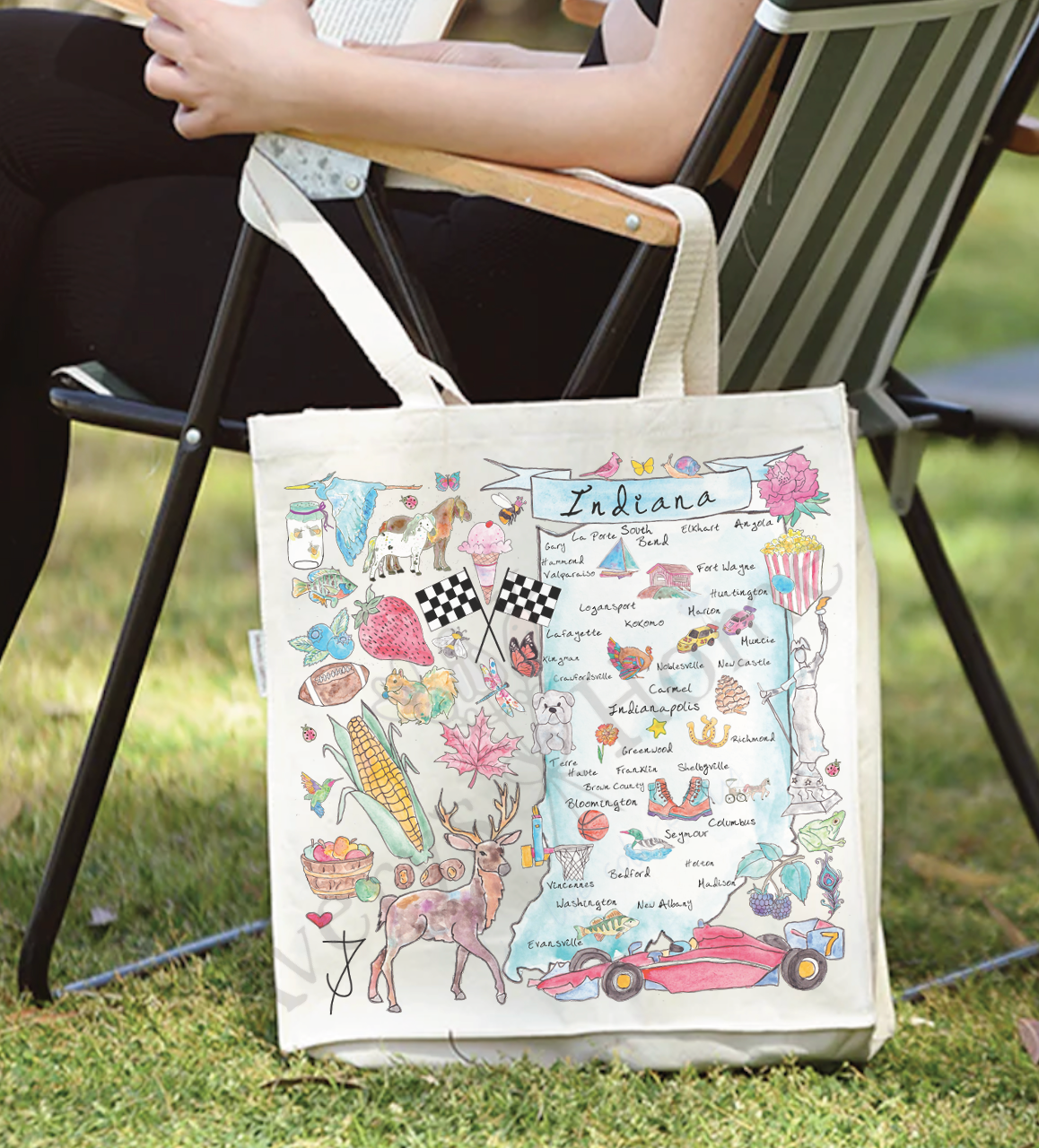 Indiana State Map Organic Souvenir Farmers Market Tote Bag