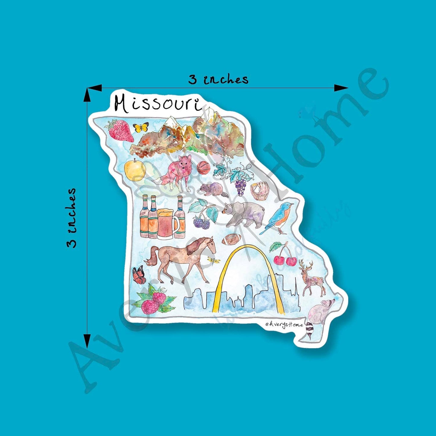 Missouri State Icon Map Art 3" White Vinyl Die-Cut Sticker