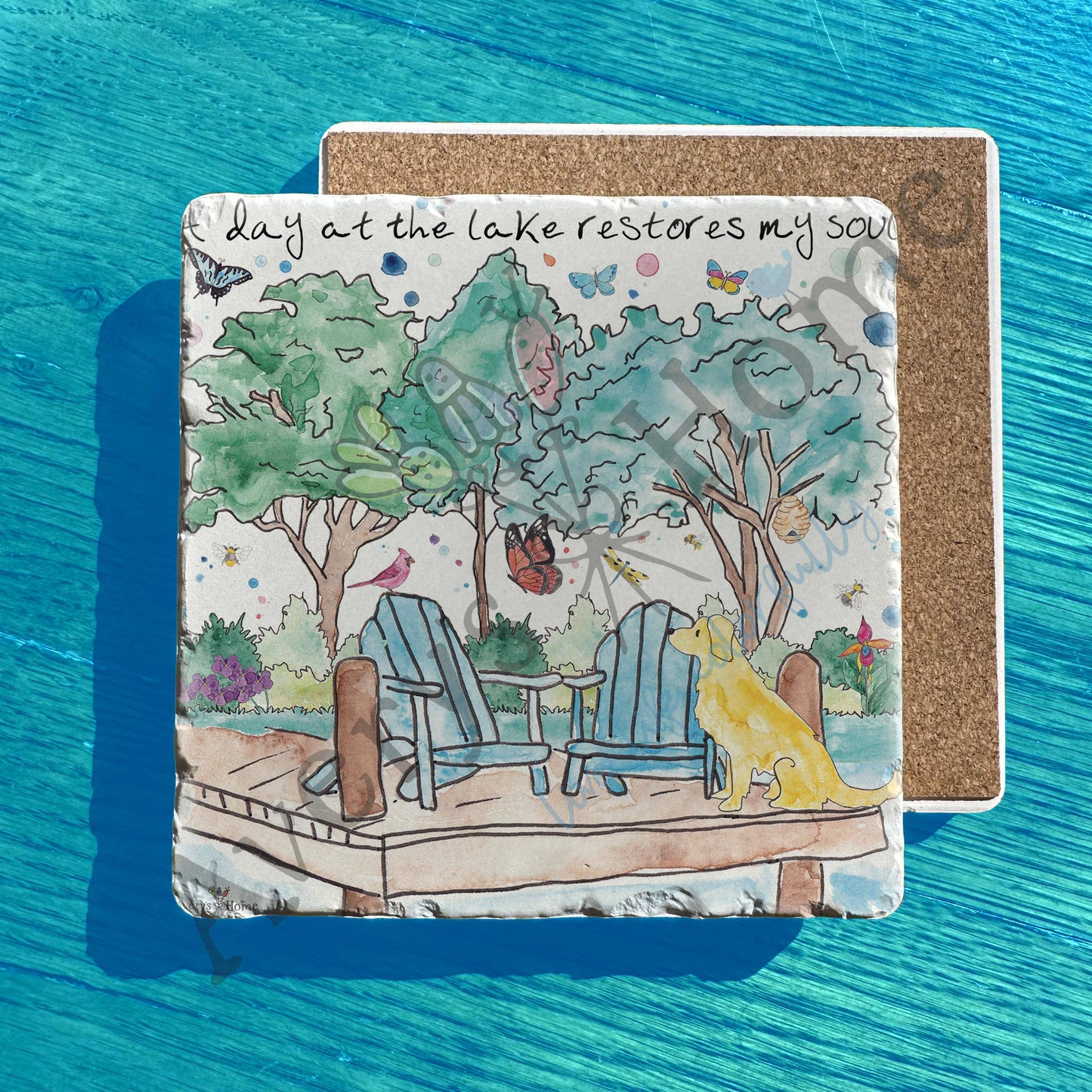 A Day at the Lake Restores my Soul Tumbled Stone Trivet