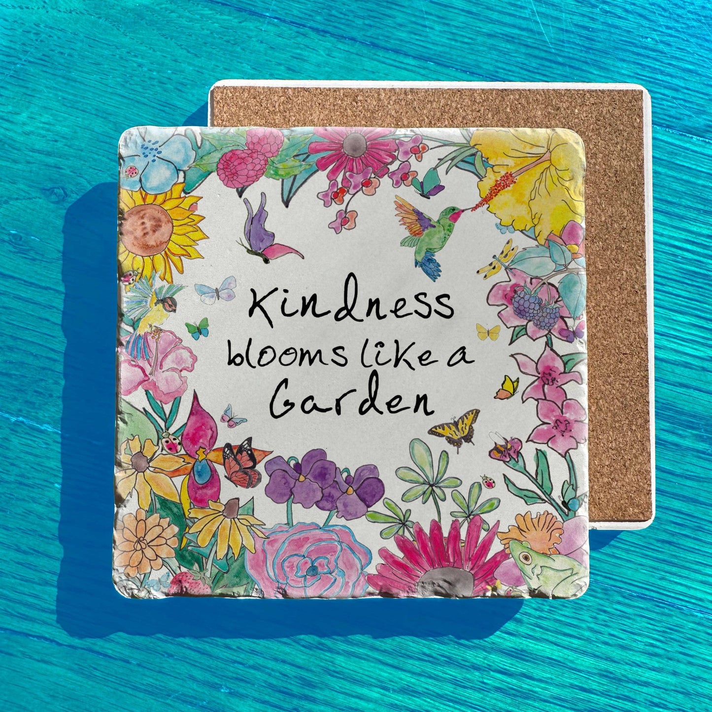 Kindness Blooms Like a Garden Spring Tumbled Stone Trivet