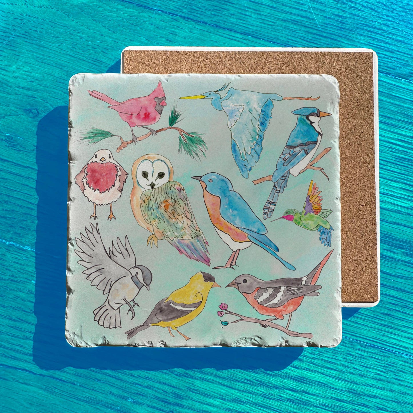 Northern Birds Tumbled Edge Stone Trivet – Backyard Birdwatcher Gift
