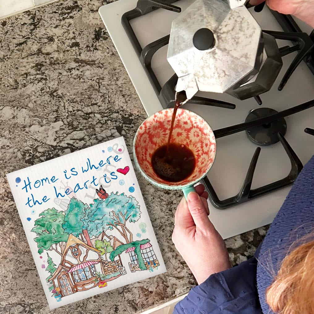 Home Is Where the Heart Is Swedish Dishcloth – Custom Gift