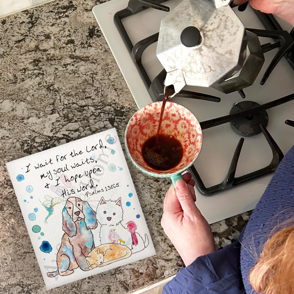 My Soul Waits on the Lord Swedish Dishcloth – Hope Gift