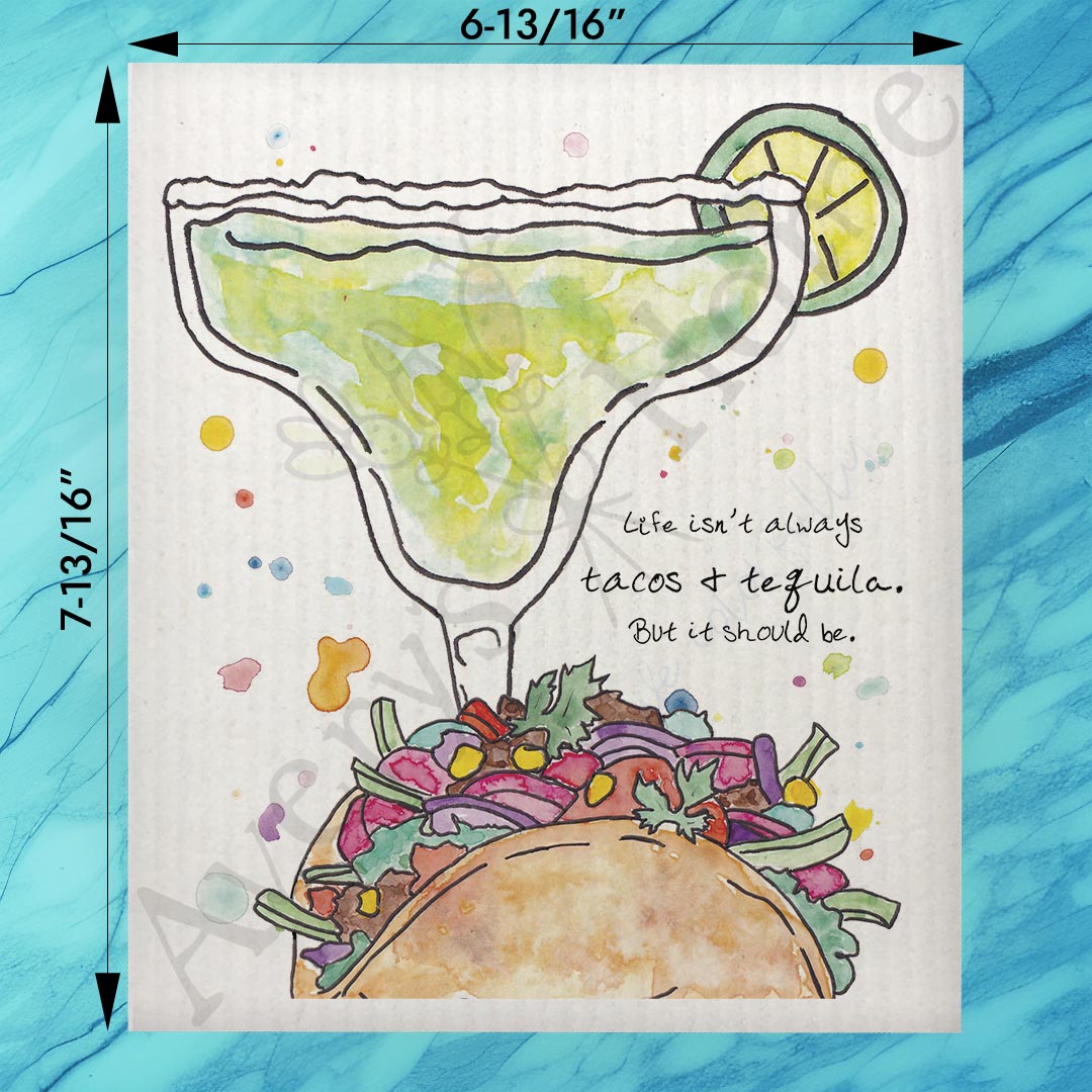 Tacos & Tequila Swedish Dishcloth – Fiesta Kitchen Decor