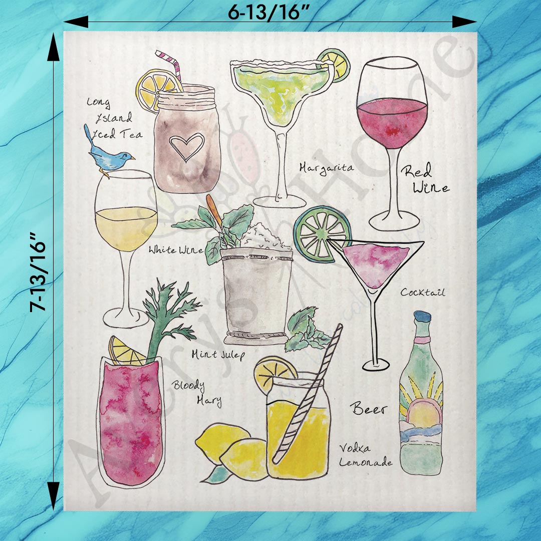 Alcohol Swedish Dishcloth – Funny Cocktail Gift