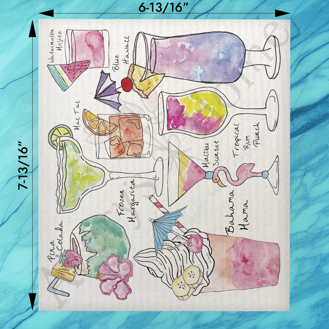 Lake Cocktails Swedish Dishcloth – Lakeside Drink Gift