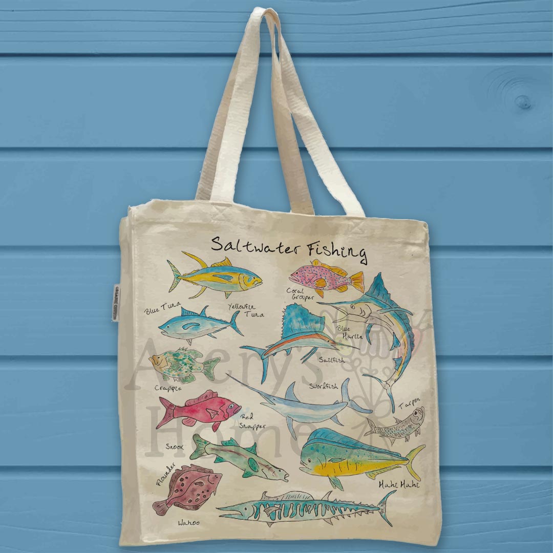 Saltwater Fishing Organic Cotton Tote Bag – Sport Ocean Gift
