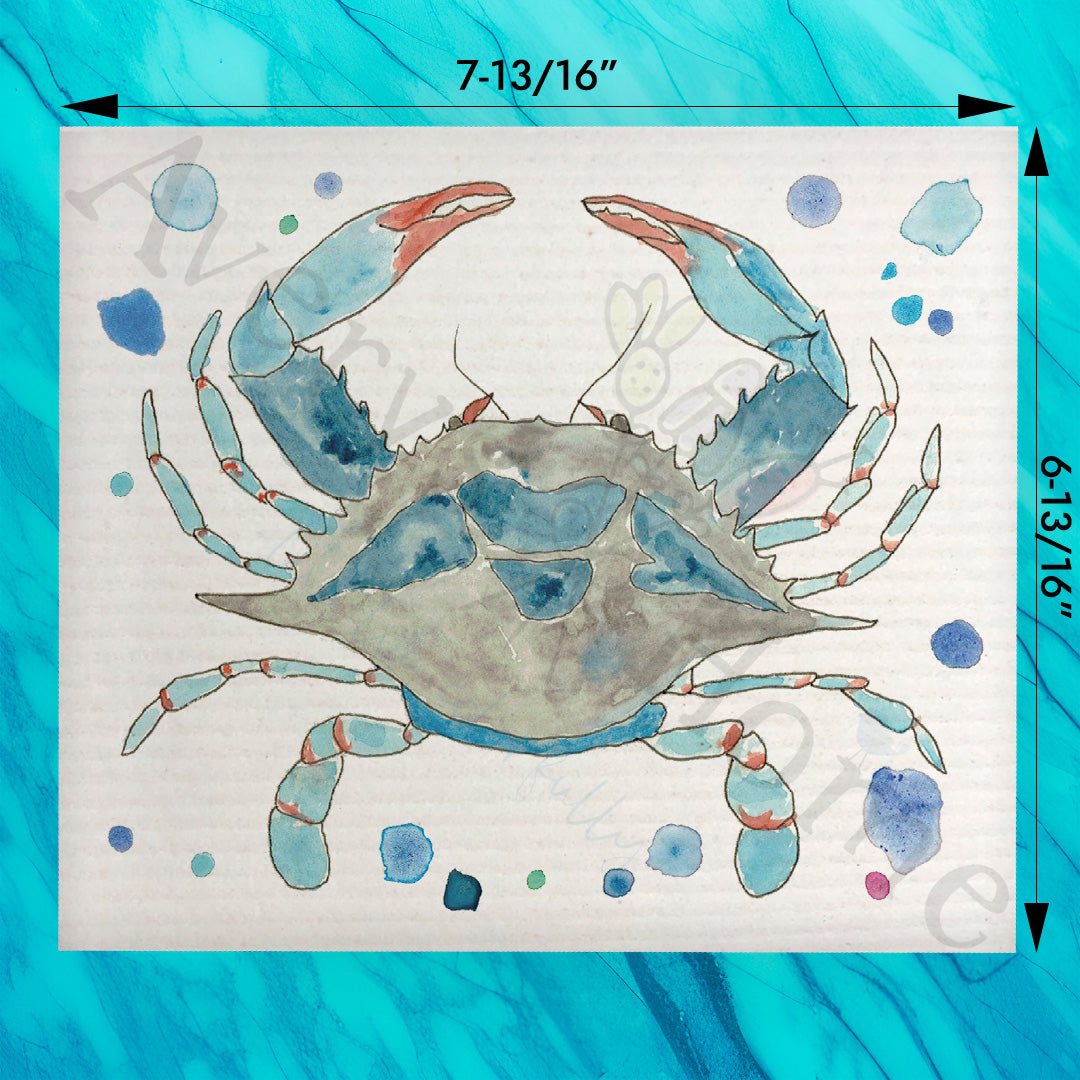 Blue Crab Swedish Dishcloth – Coastal Kitchen Gift