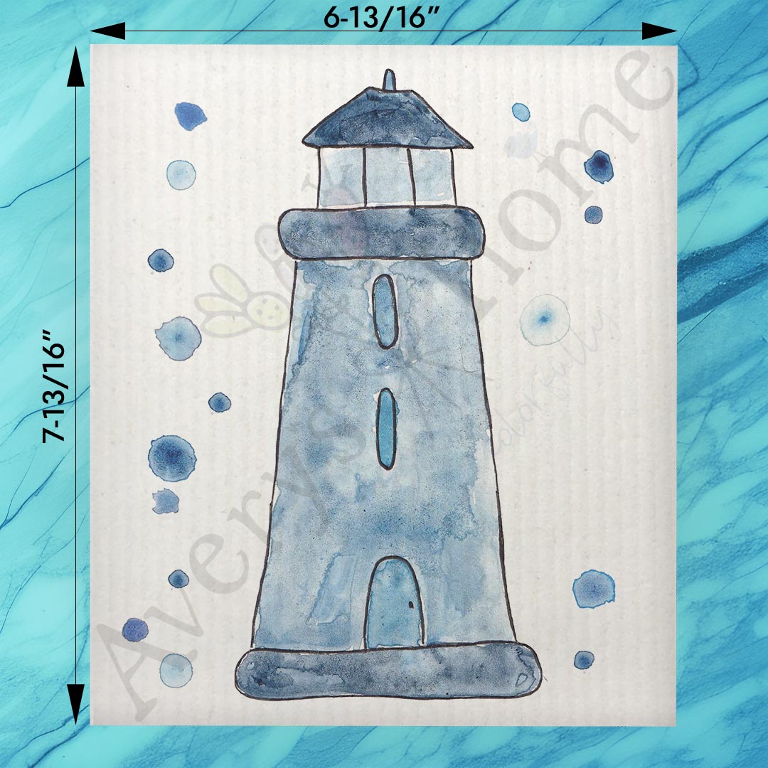 Blue Lighthouse Swedish Dishcloth – Seaside Coastal Decor