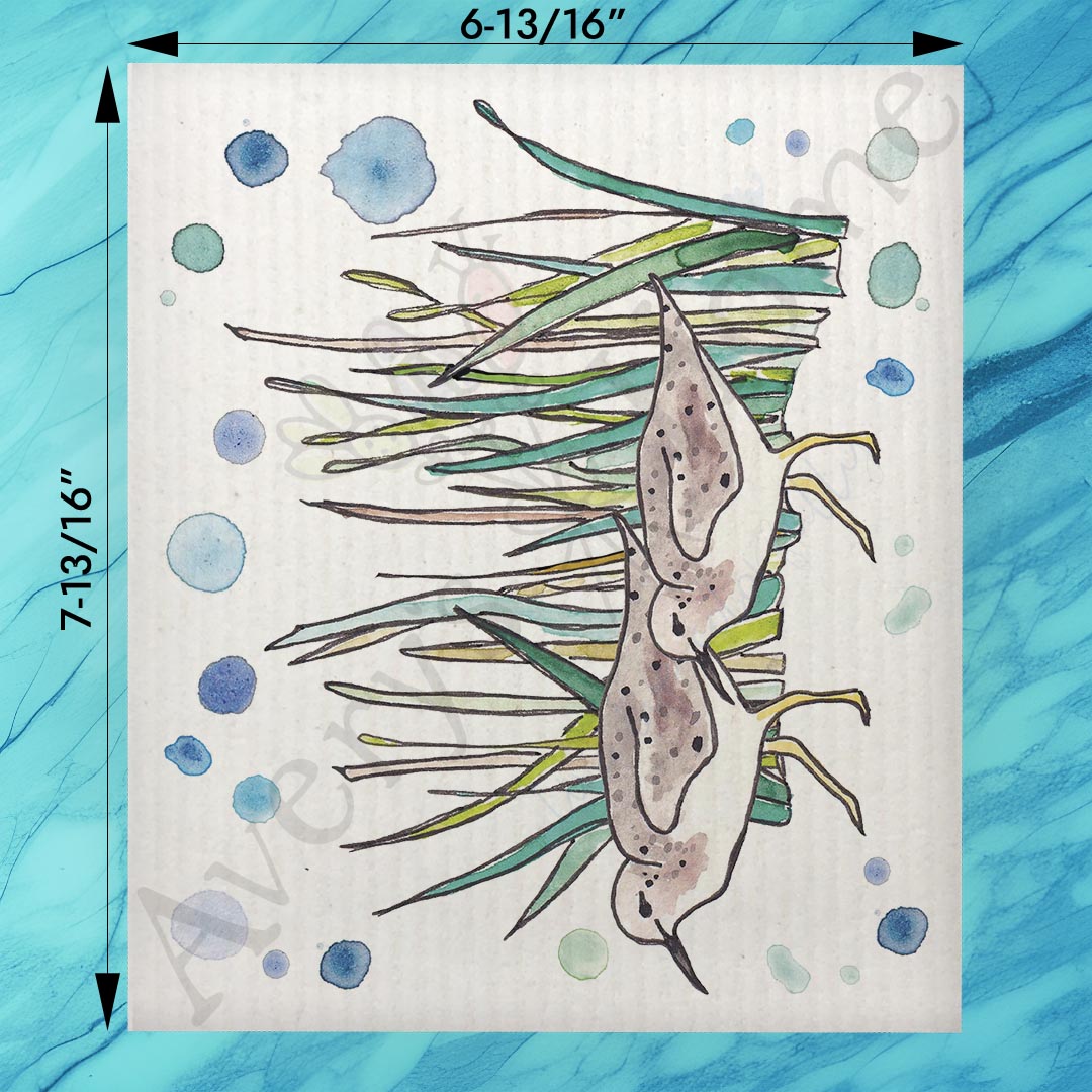 Sandpipers & Beach Grass Swedish Dishcloth – Shoreline Decor