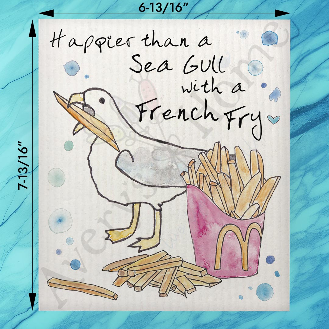 Seagull French Fry Swedish Dishcloth – Funny Beach Quote