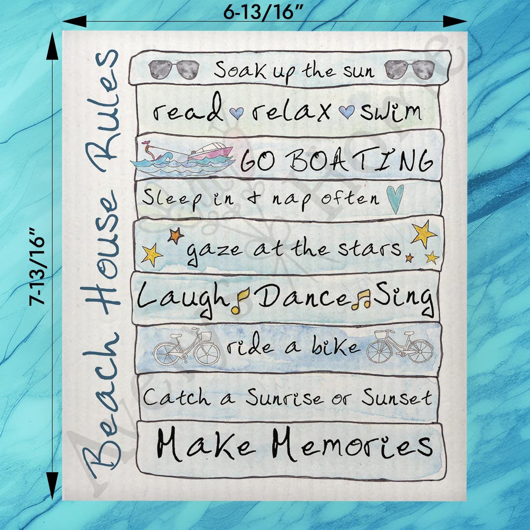 Beach House Rules Swedish Dishcloth