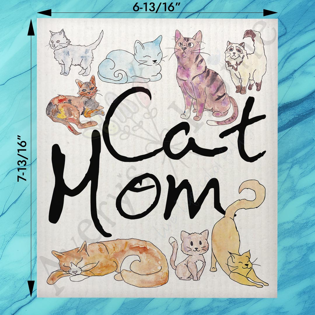 Cat Mom Swedish Dishcloth – Mother's Day Gift for Feline Moms