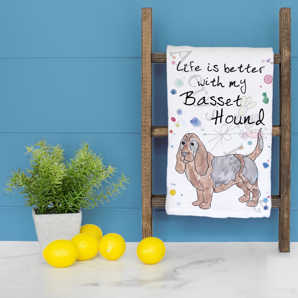 Basset Hound Kitchen Decor Tea Towel