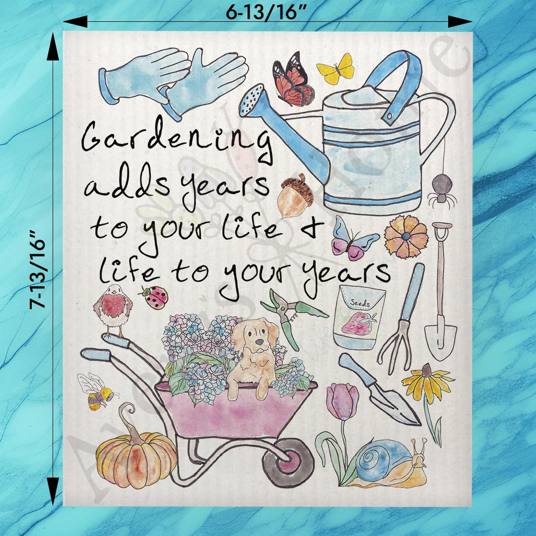 Gardening Adds Years Swedish Dishcloth – Sentimental Garden Gift