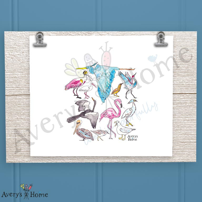 Coastal Birds 16oz Frosted Glass