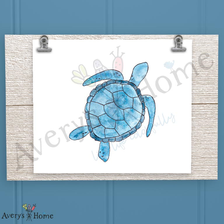 Navy Sea Turtle 16oz Frosted Glass