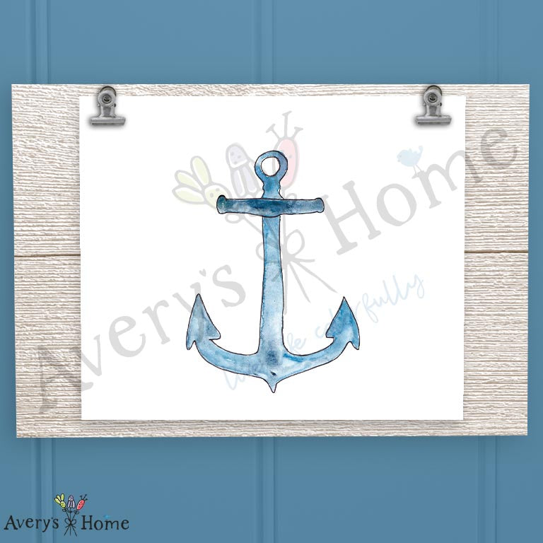 Navy Anchor 16oz Frosted Glass