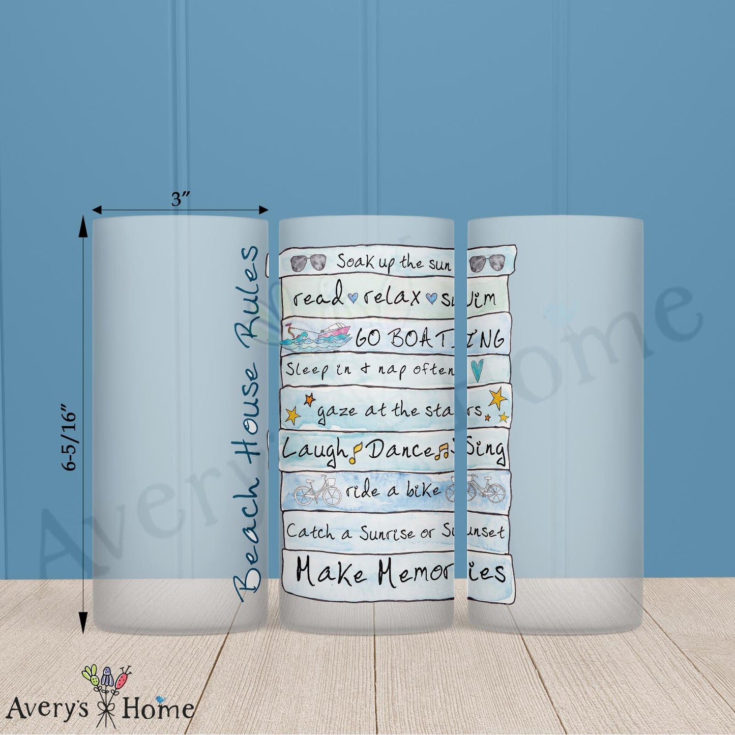Beach House Rules 16oz Frosted Glass