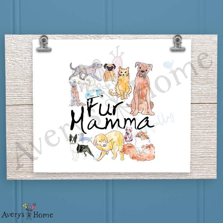Fur Mama 16oz Frosted Glass