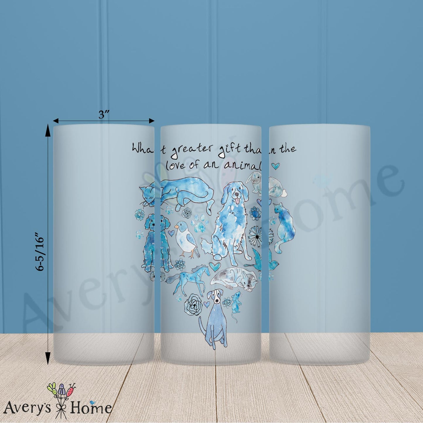 Animals are a Gift of Love 16oz Frosted Glass