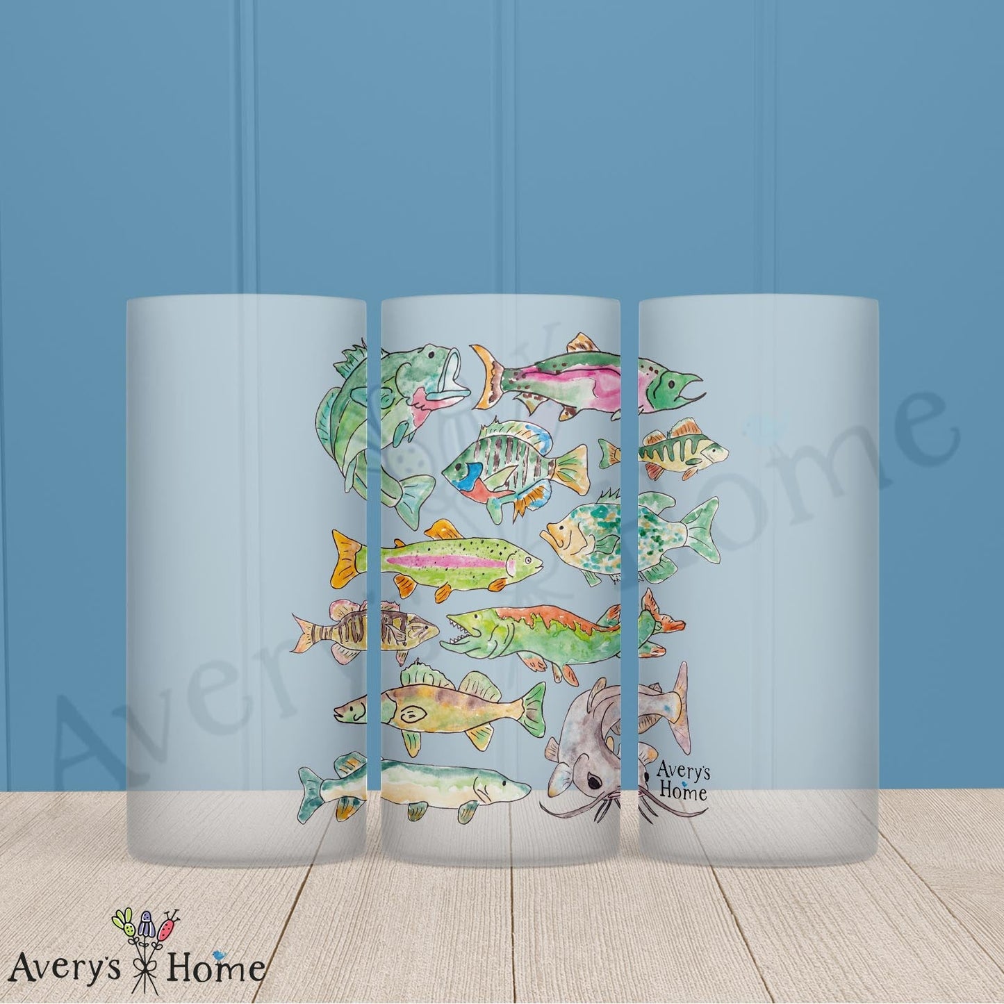 Freshwater Fishing 16oz Frosted Glass