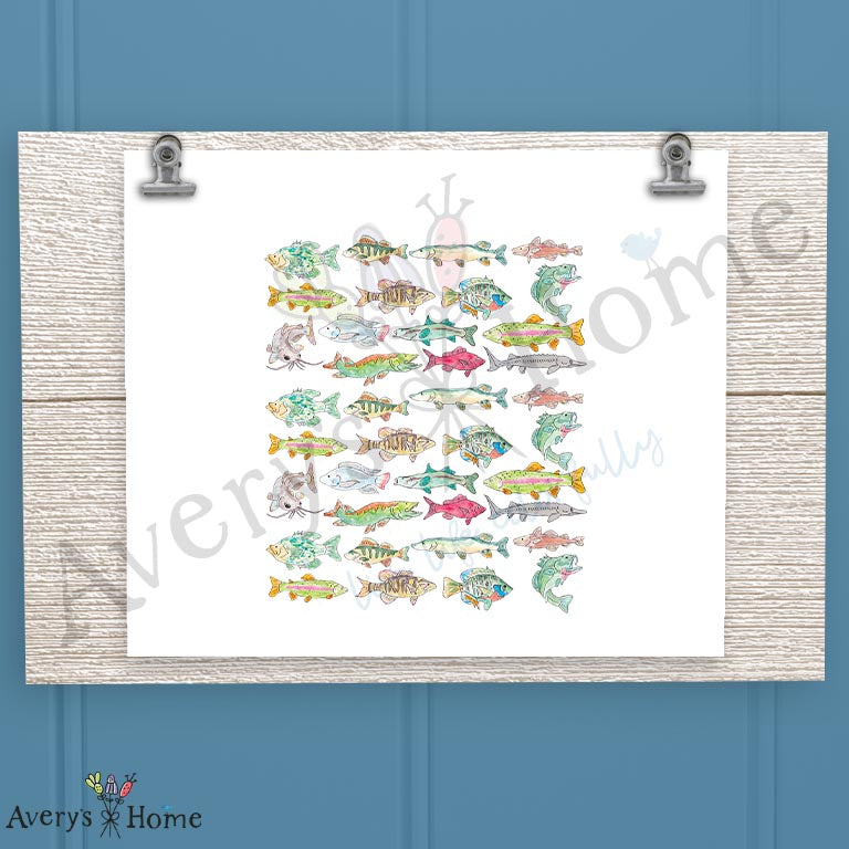 Lake Fish Pattern 16oz Frosted Glass – Freshwater Decor