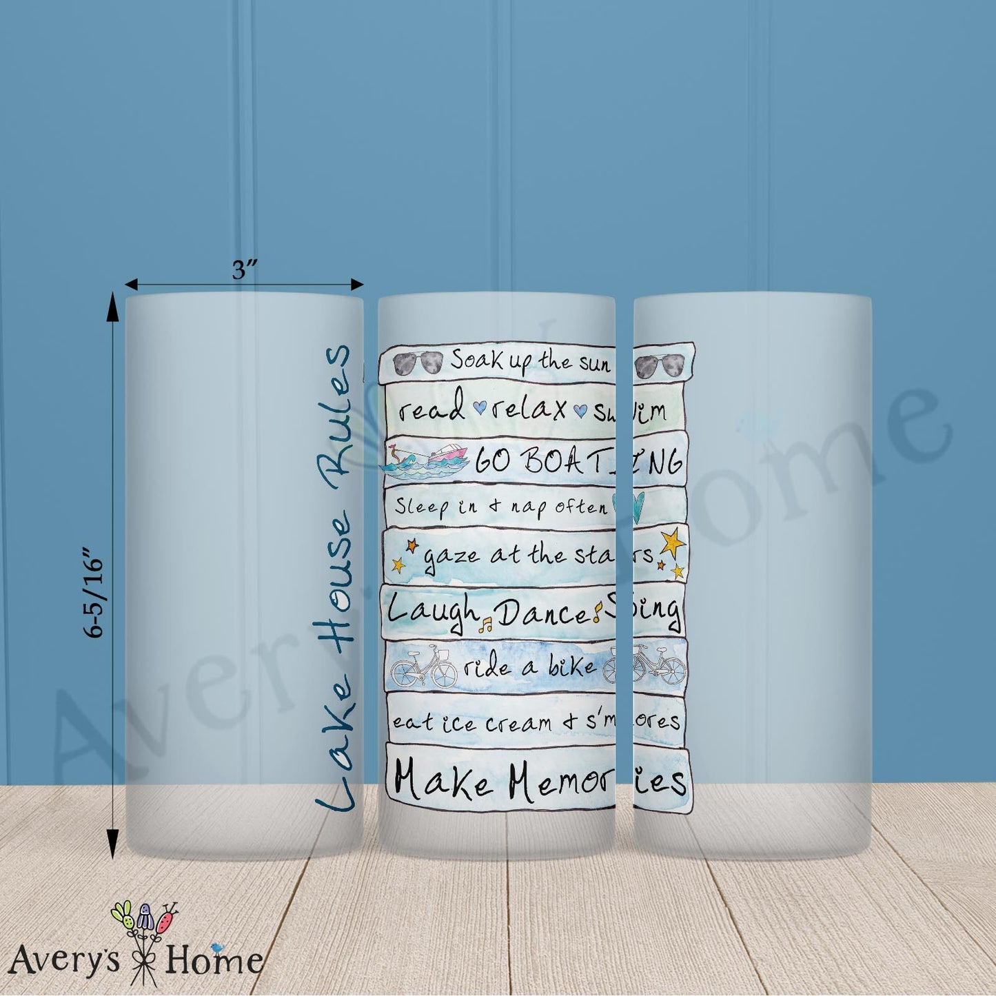 Lake House Rules 16oz Frosted Glass
