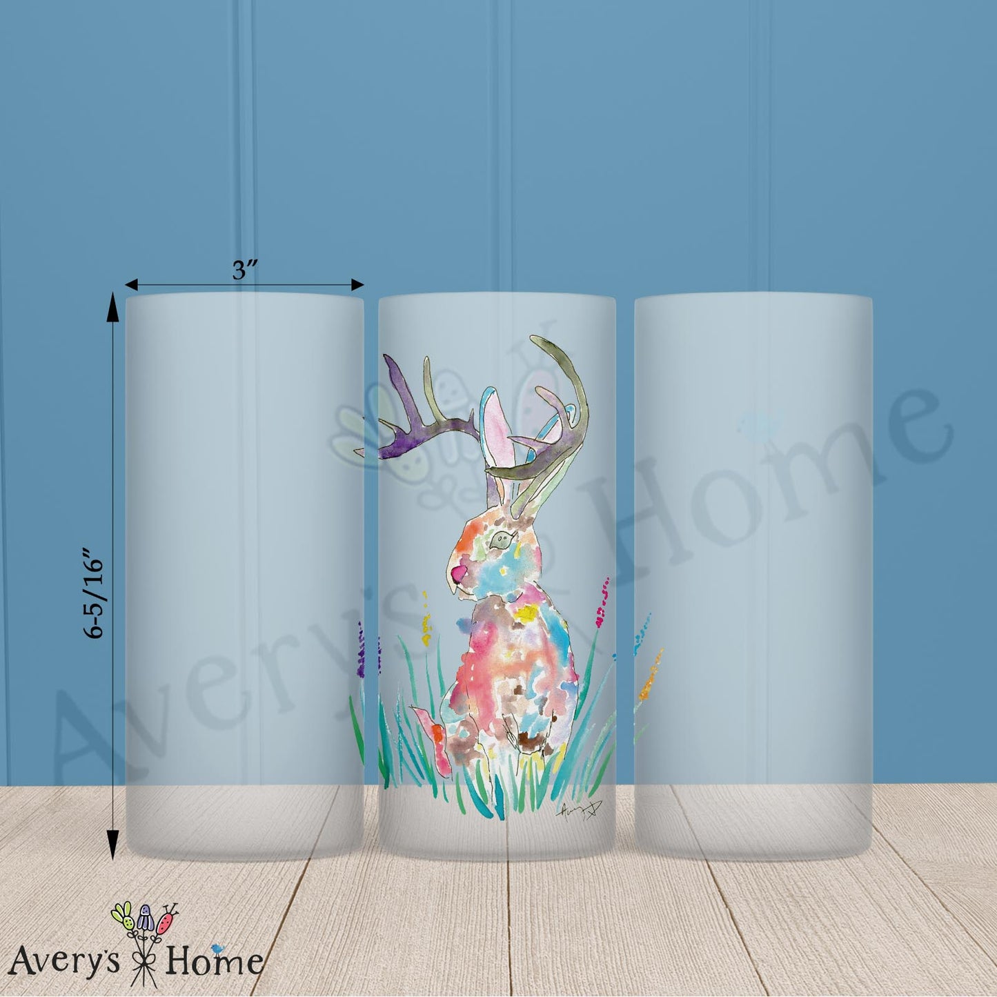 Jackalope 16oz Frosted Glass – Whimsical Mountain Decor