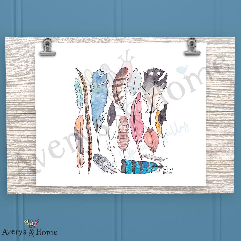 Bird Feather Collection 16oz Frosted Glass – Nature Study Decor