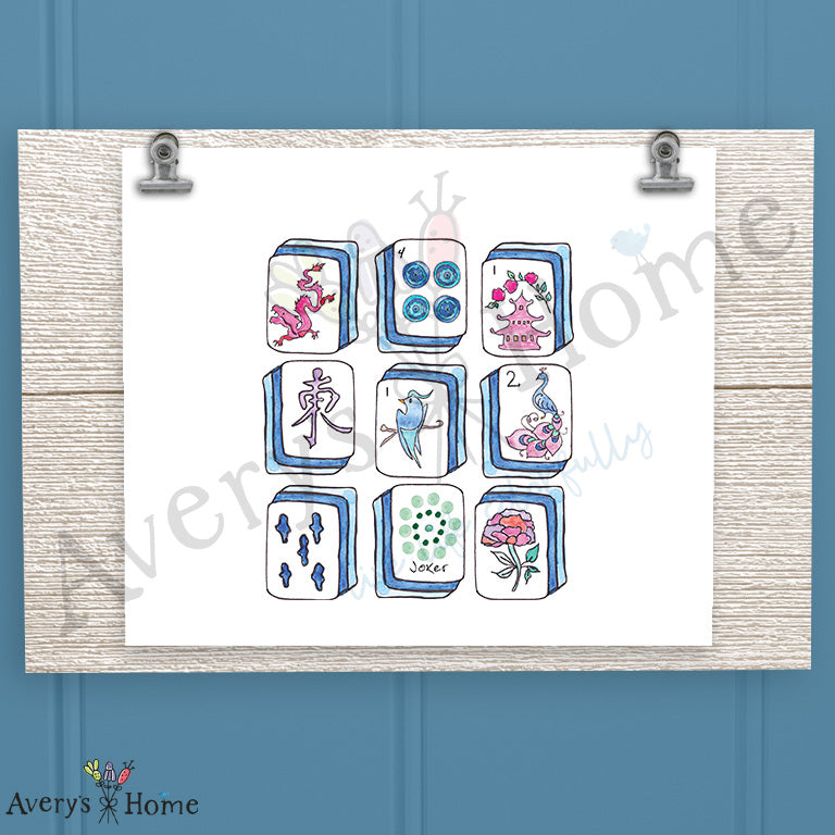 Mahj On Tiles 16oz Frosted Glass