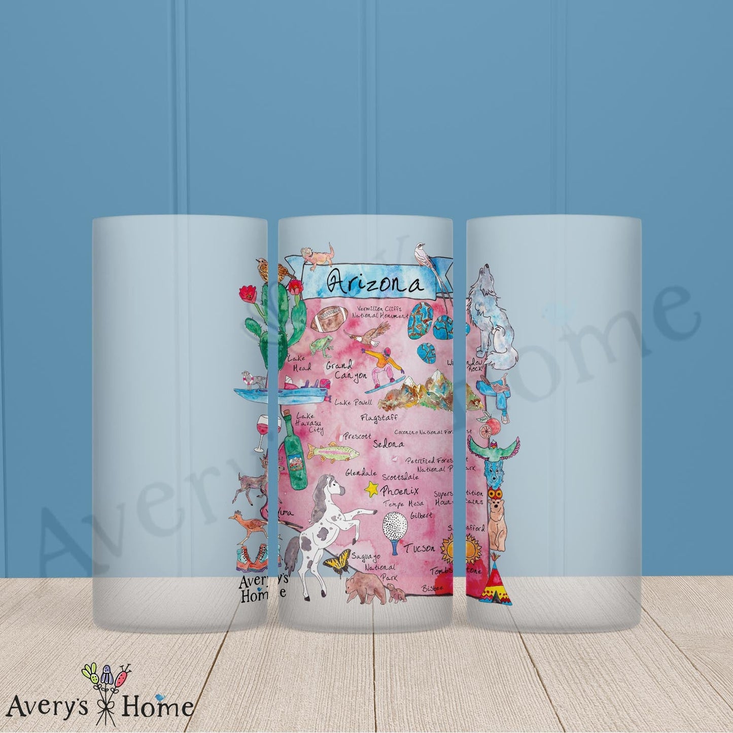 Arizona State Map 16oz Frosted Glass