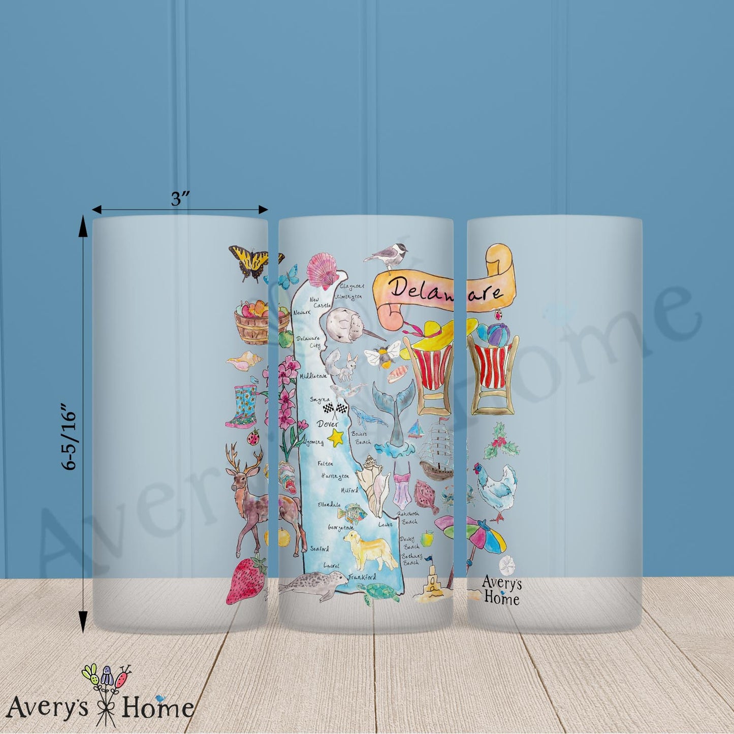 Delaware State Map 16oz Frosted Glass – First State Style