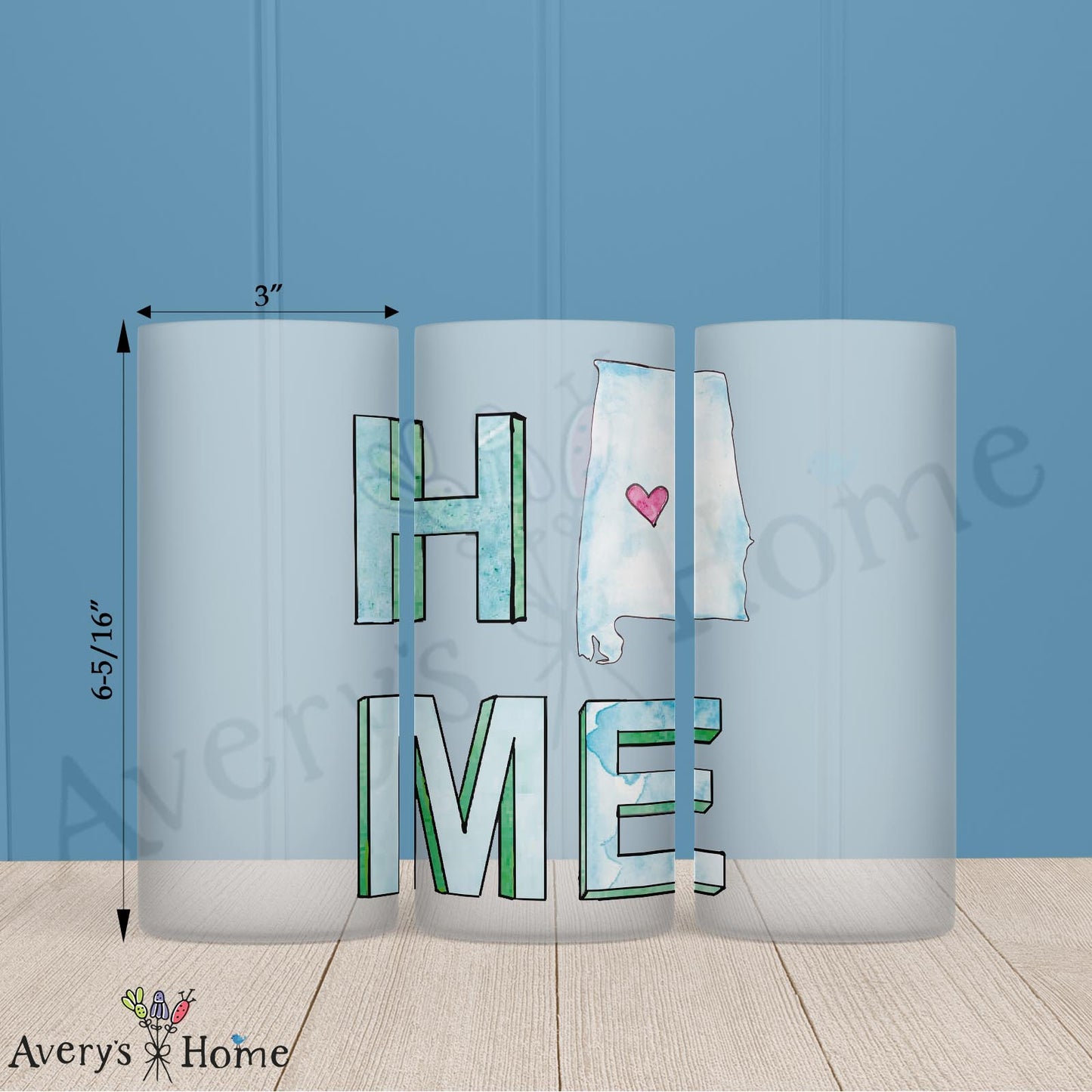 HOME in Alabama 16oz Frosted Glass – Heartfelt State Pride
