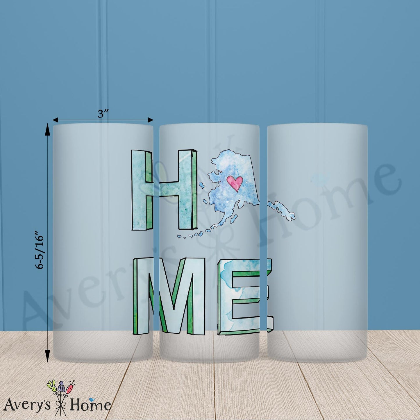 HOME in Alaska 16oz Frosted Glass