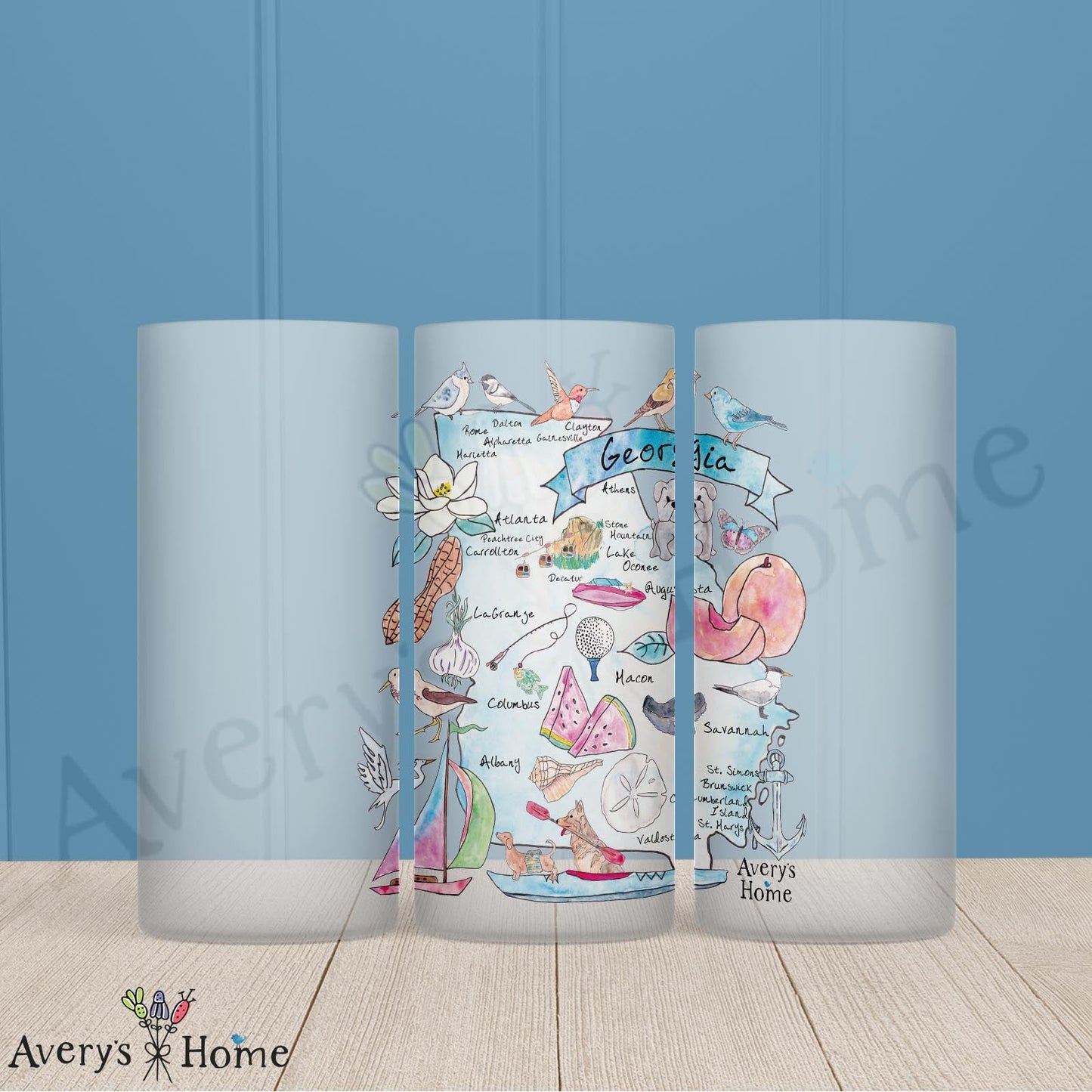 Georgia State Map 16oz Frosted Glass