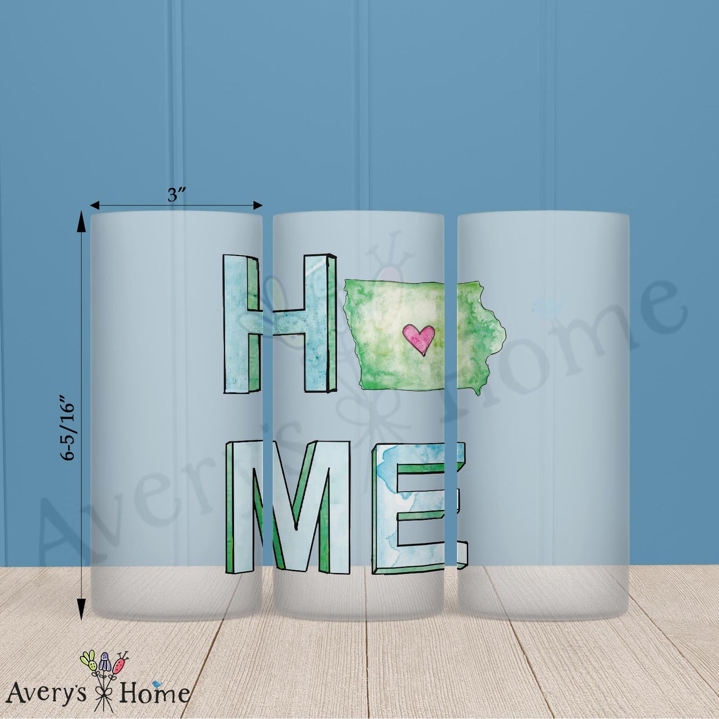 HOME in Iowa 16oz Frosted Glass – Corn, Roots & Home