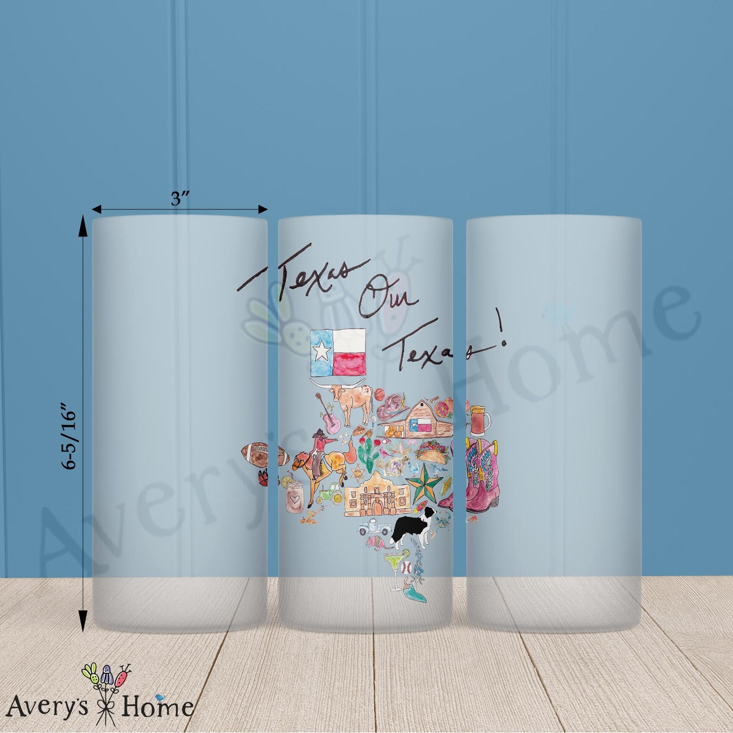 Texas Our Texas State Icons Map 16oz Frosted Glass