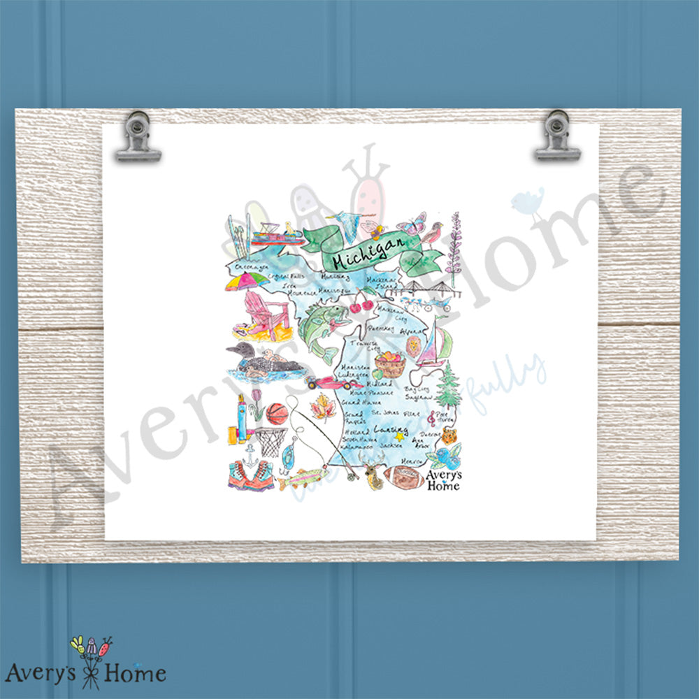 Michigan State Map 16oz Frosted Glass