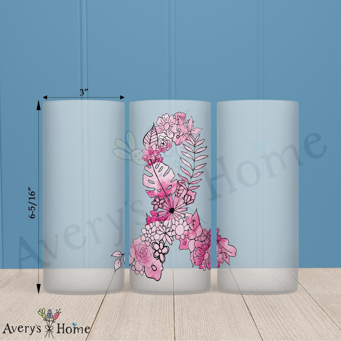 Breast Cancer 16oz Frosted Glass – Courage, Strength & Support