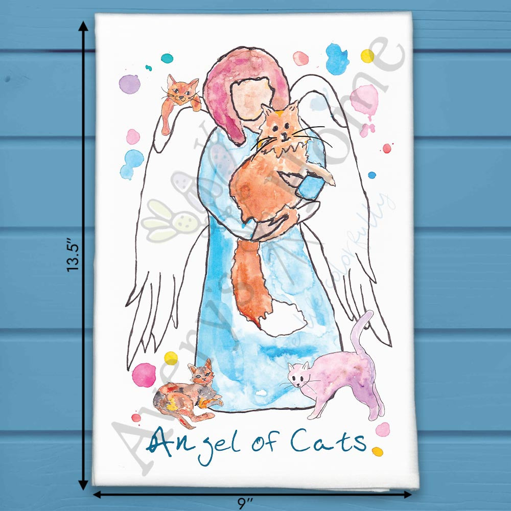 Angel of Cats Tea Towel – Comfort for Cat Lovers