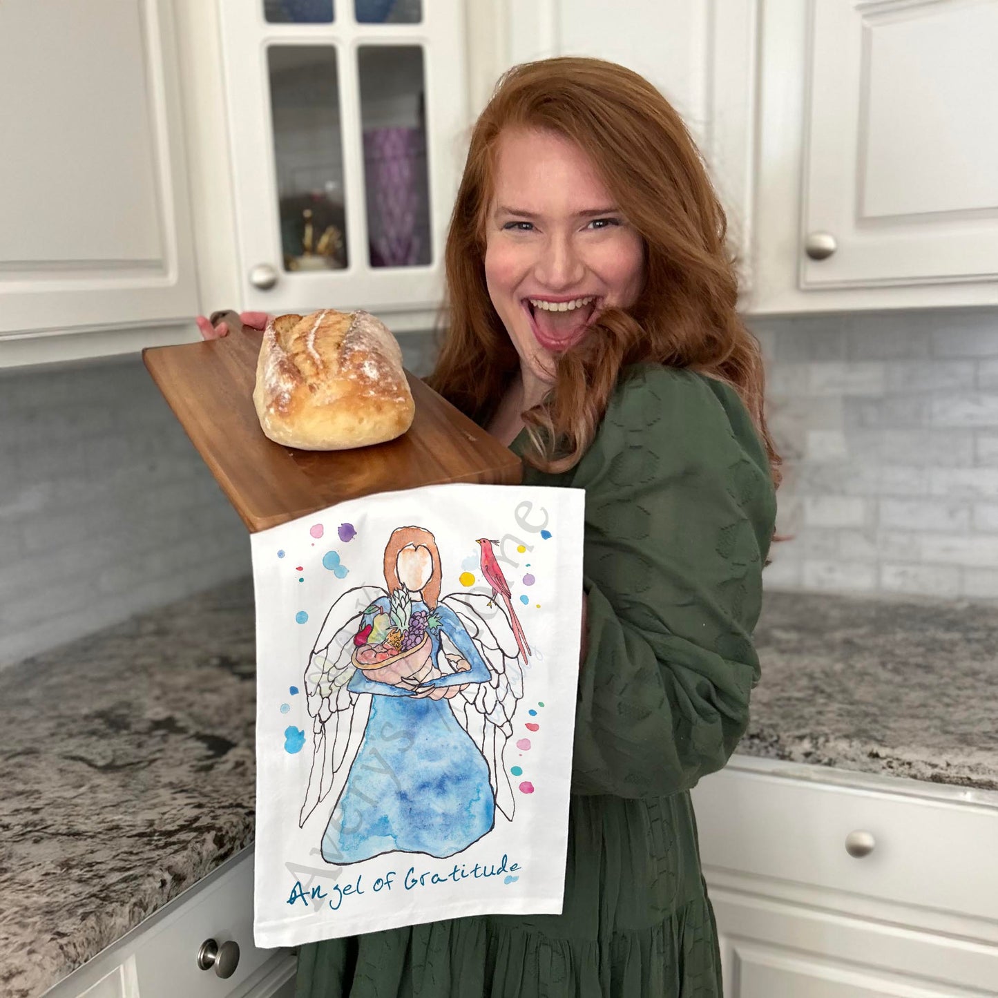 Angel of Gratitude Tea Towel – Thanksgiving Blessing