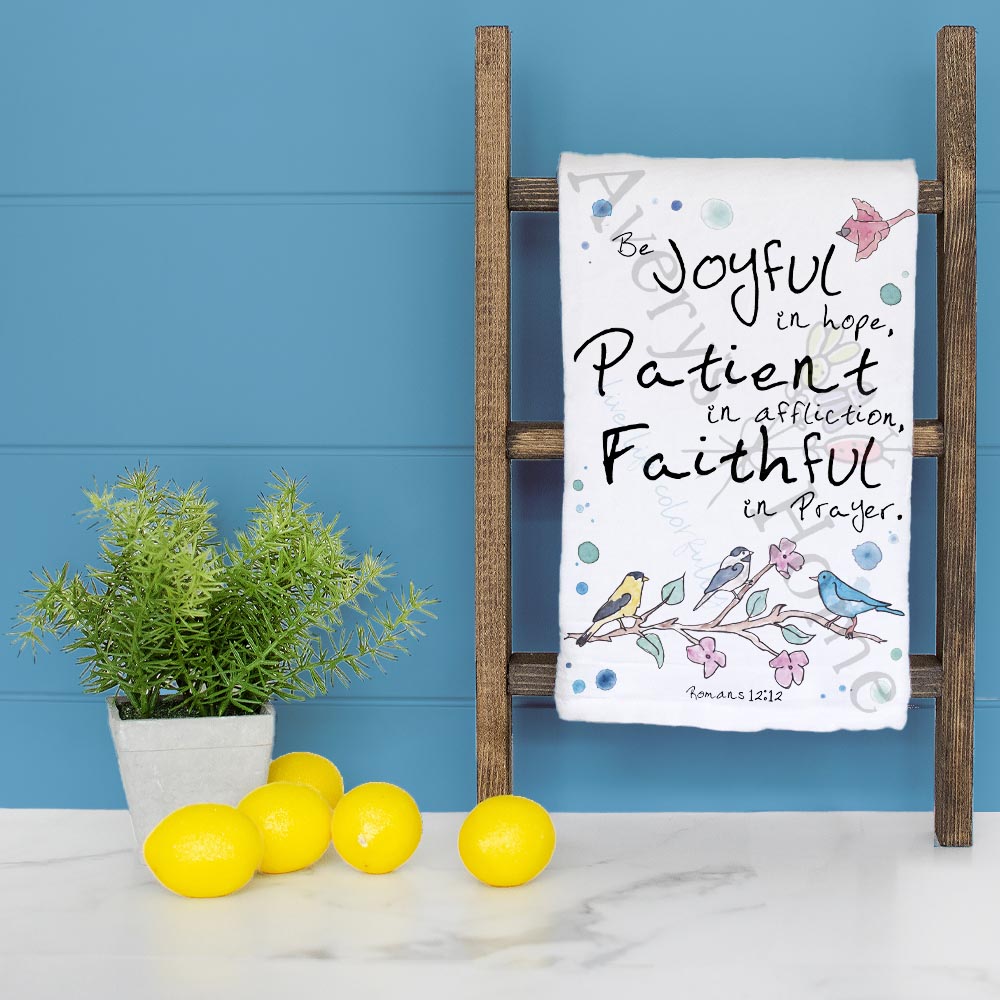 Be Joyful Tea Towel – Bible Verse Bird Gift