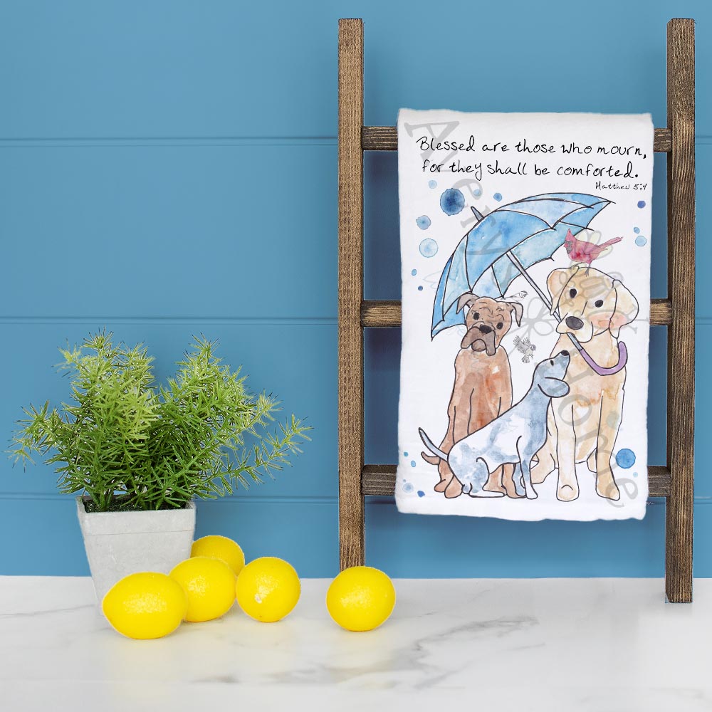 Sympathy Dog & Bird Tea Towel – Pet Loss Comfort