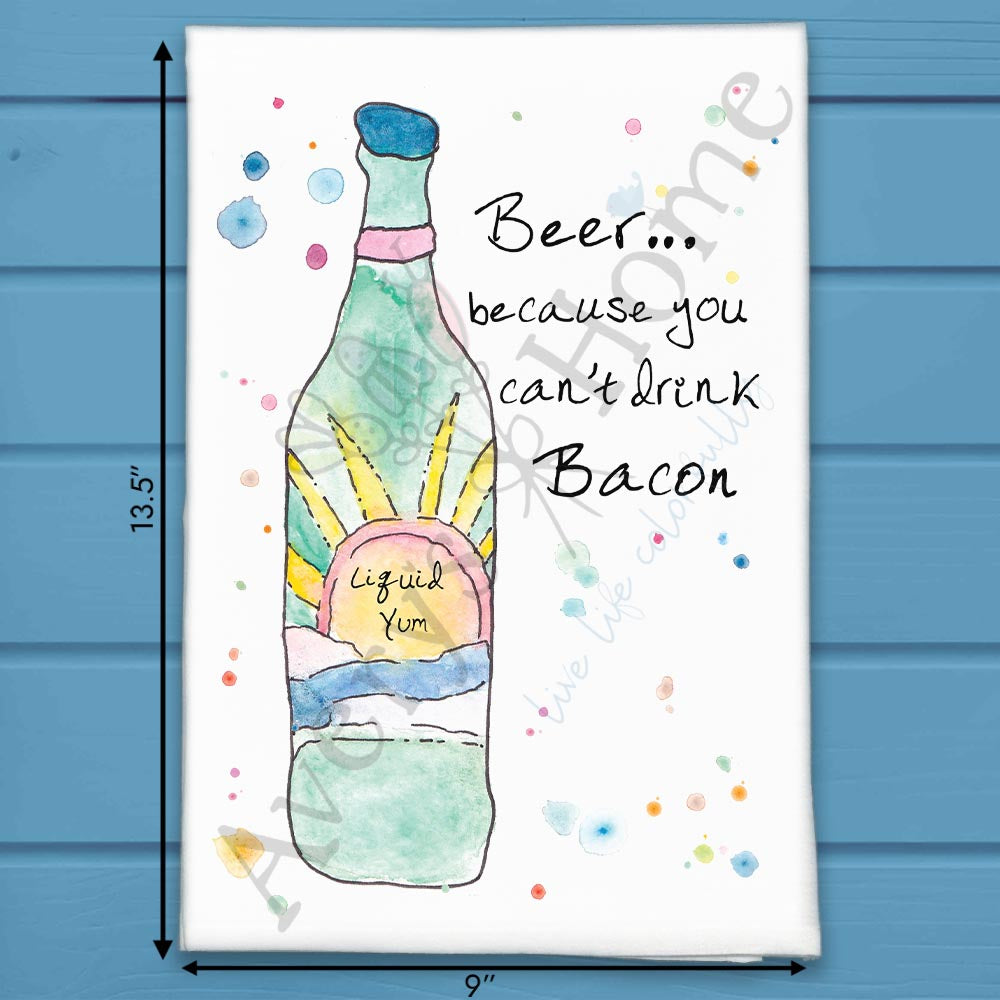 Beer & Bacon Tea Towel – Funny Bar Gift