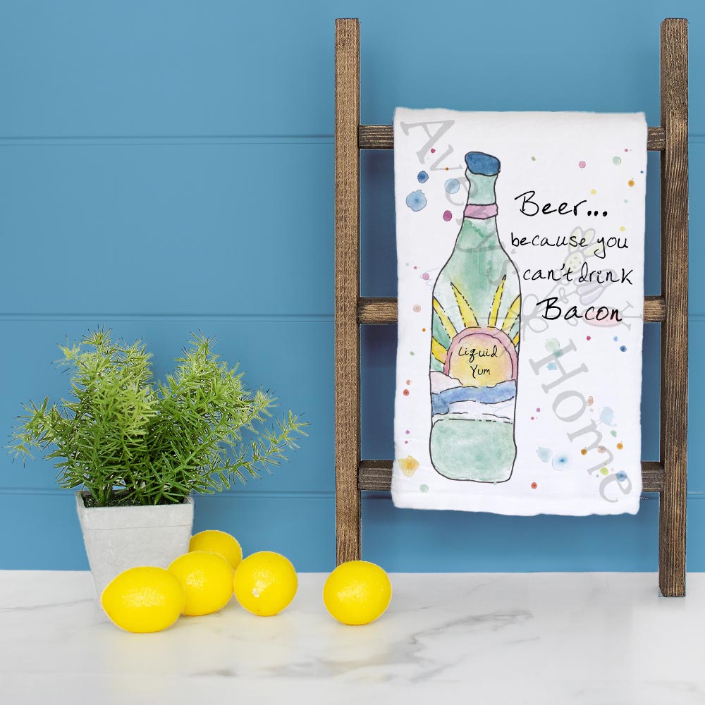 Beer & Bacon Tea Towel – Funny Bar Gift