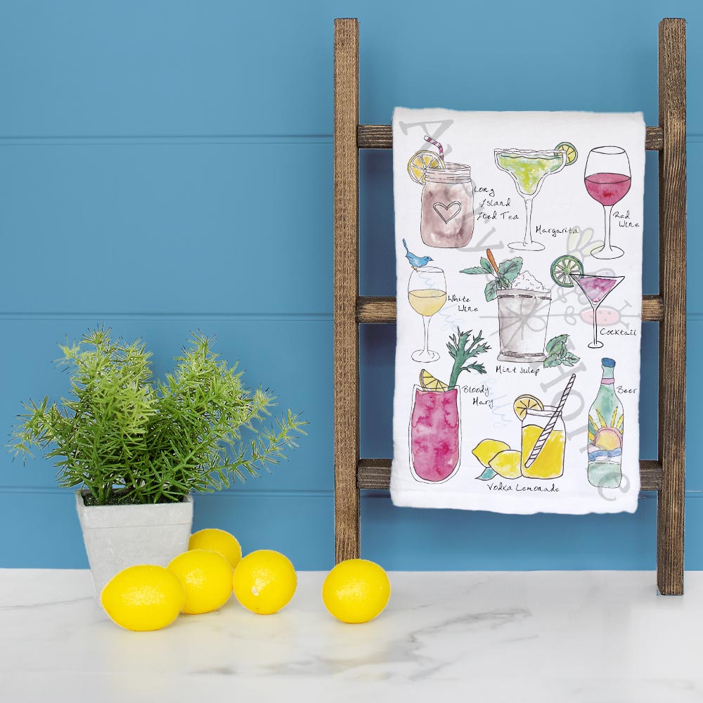 Alcohol Tea Towel – Funny Cocktail Gift