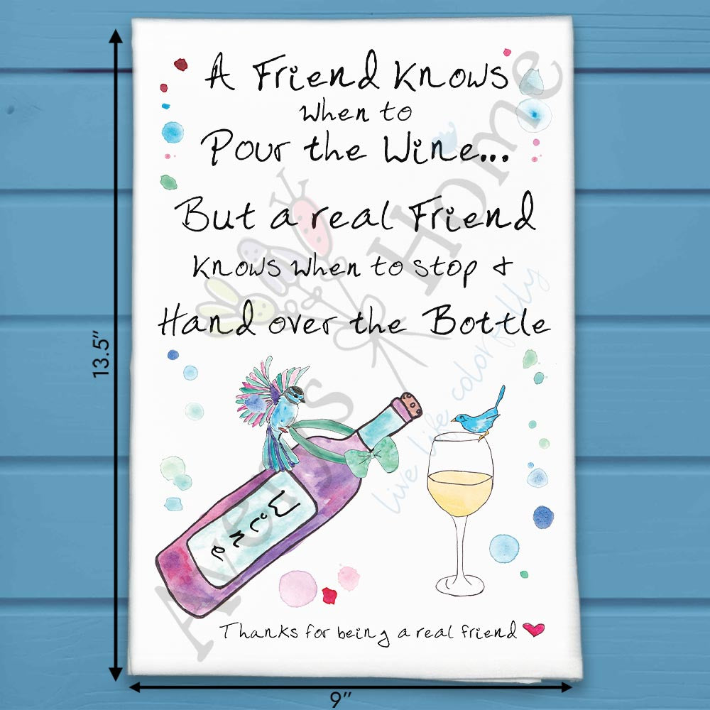 Wine Friend Tea Towel – Funny Bird Gift
