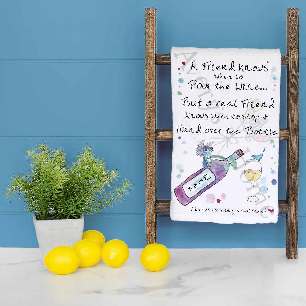 Wine Friend Tea Towel – Funny Bird Gift