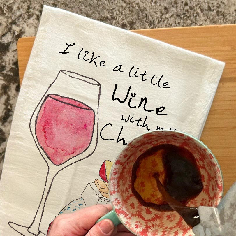 Wine & Cheese Tea Towel – Pairing Humor Gift